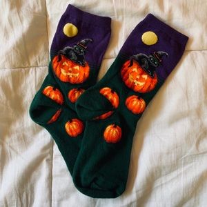 Cat and Pumpkin Halloween Socks